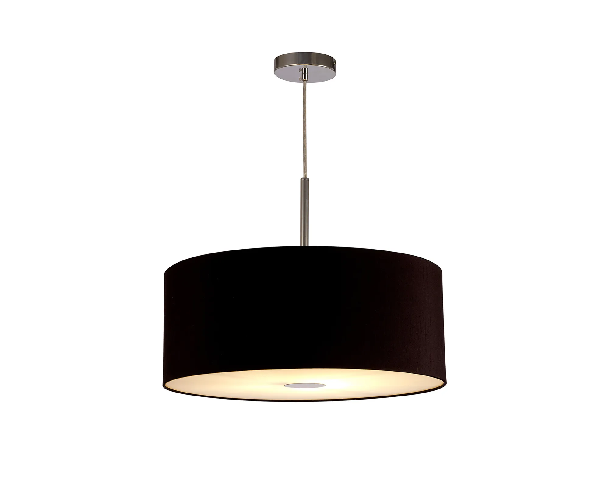 Baymont 50cm Pendant 1 Light Polished Chrome, Midnight Black/Green Olive, Frosted Diffuser DK0147  Deco Baymont CH BL/GR